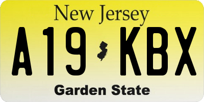NJ license plate A19KBX