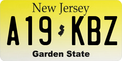 NJ license plate A19KBZ