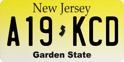 NJ license plate A19KCD