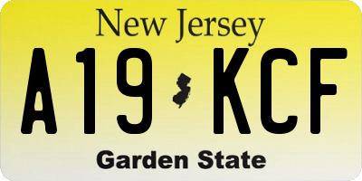 NJ license plate A19KCF