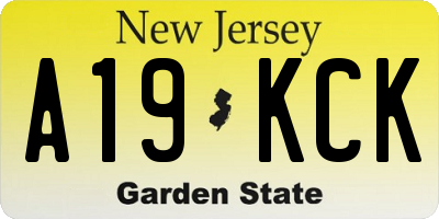 NJ license plate A19KCK