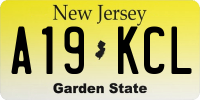 NJ license plate A19KCL