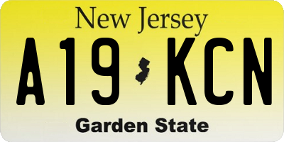 NJ license plate A19KCN