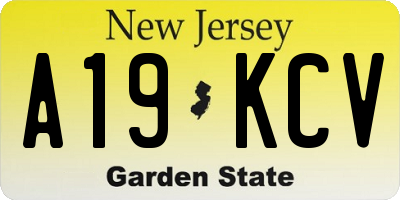 NJ license plate A19KCV