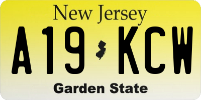 NJ license plate A19KCW