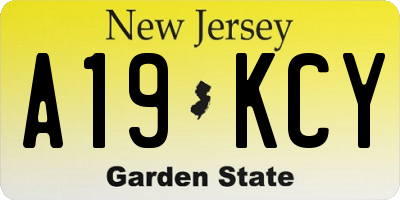 NJ license plate A19KCY