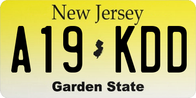 NJ license plate A19KDD