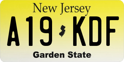 NJ license plate A19KDF