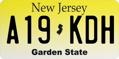 NJ license plate A19KDH