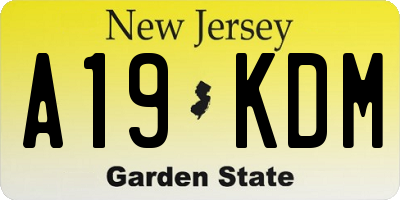 NJ license plate A19KDM