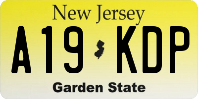 NJ license plate A19KDP