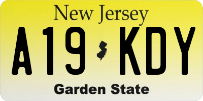 NJ license plate A19KDY
