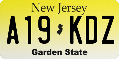 NJ license plate A19KDZ