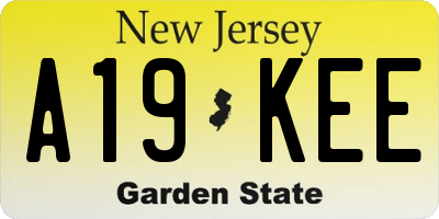NJ license plate A19KEE