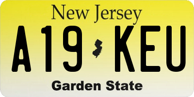 NJ license plate A19KEU