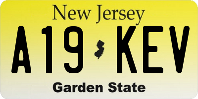 NJ license plate A19KEV