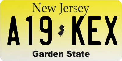 NJ license plate A19KEX