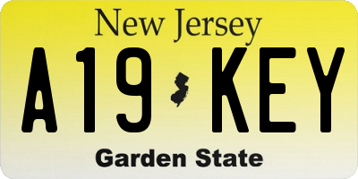 NJ license plate A19KEY
