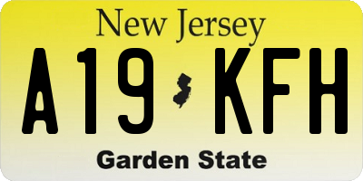 NJ license plate A19KFH