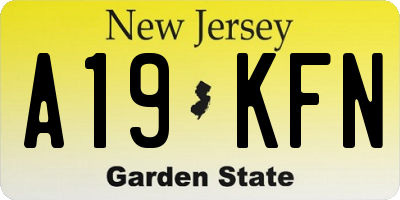 NJ license plate A19KFN