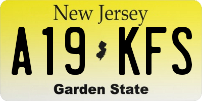 NJ license plate A19KFS