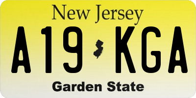 NJ license plate A19KGA