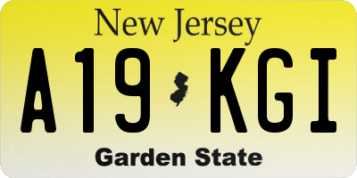 NJ license plate A19KGI