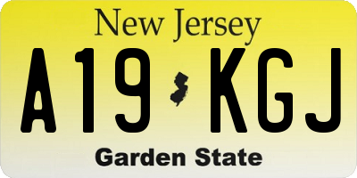NJ license plate A19KGJ