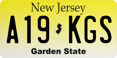 NJ license plate A19KGS