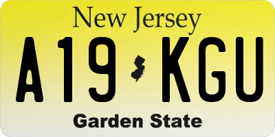 NJ license plate A19KGU