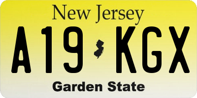 NJ license plate A19KGX