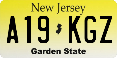 NJ license plate A19KGZ