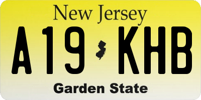 NJ license plate A19KHB