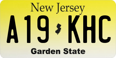 NJ license plate A19KHC