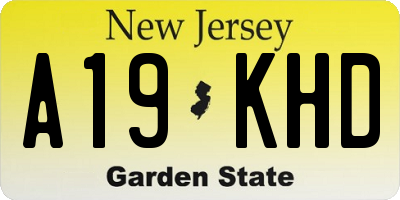 NJ license plate A19KHD