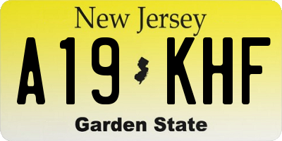 NJ license plate A19KHF