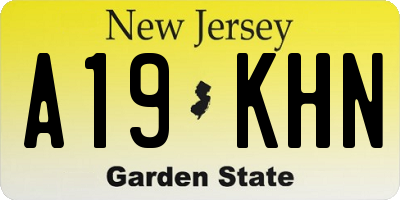 NJ license plate A19KHN