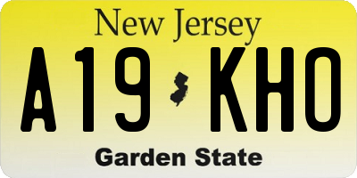 NJ license plate A19KHO