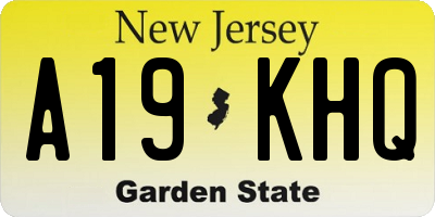NJ license plate A19KHQ