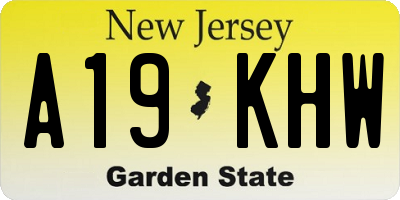 NJ license plate A19KHW