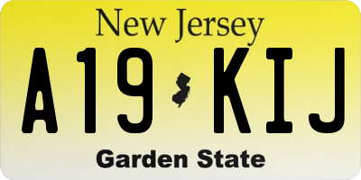 NJ license plate A19KIJ