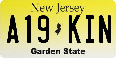 NJ license plate A19KIN