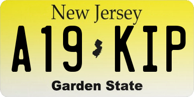 NJ license plate A19KIP