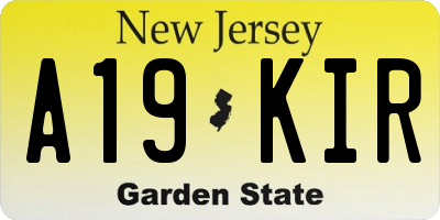 NJ license plate A19KIR
