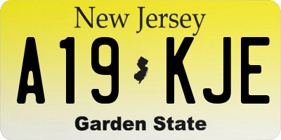 NJ license plate A19KJE