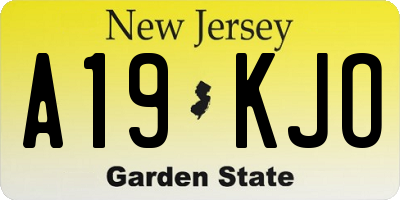 NJ license plate A19KJO