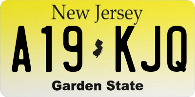 NJ license plate A19KJQ