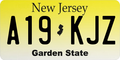 NJ license plate A19KJZ