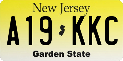 NJ license plate A19KKC
