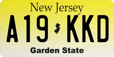 NJ license plate A19KKD